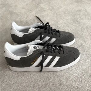 adidas Gazelle Dark Gray Suede Sneakers with White Stripes